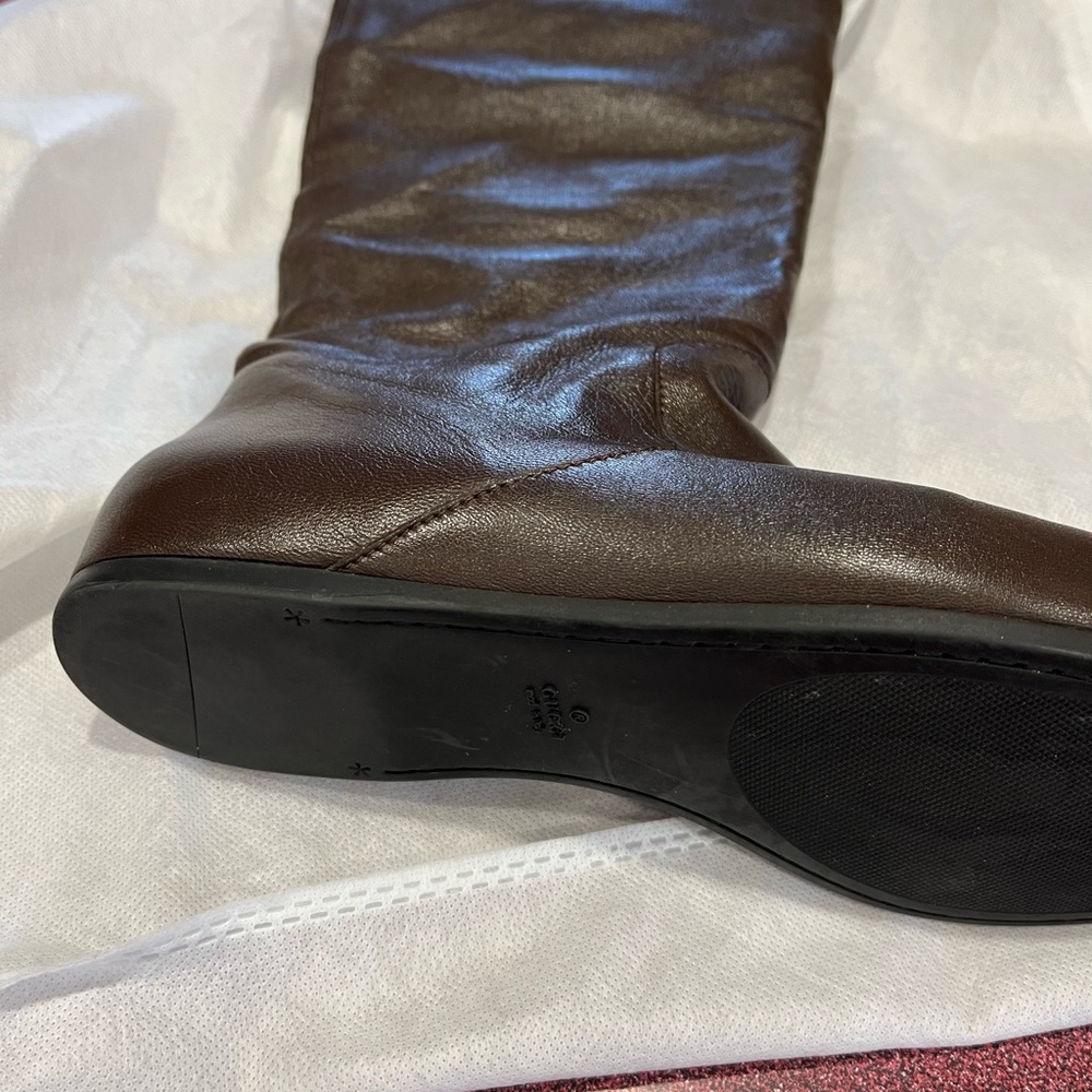 Gucci Brown Leather Boots with Red and Green Stripe - Picture 2 of 4